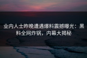 业内人士昨晚遭遇爆料震撼曝光：黑料全网炸锅，内幕大揭秘