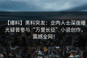 【爆料】黑料突发：业内人士深夜曝光疑曾参与“万里长征”小说创作，震撼全网！