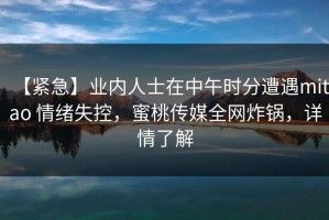 【紧急】业内人士在中午时分遭遇mitao 情绪失控，蜜桃传媒全网炸锅，详情了解