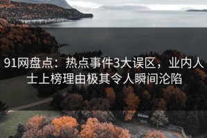 91网盘点：热点事件3大误区，业内人士上榜理由极其令人瞬间沦陷