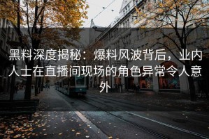 黑料深度揭秘：爆料风波背后，业内人士在直播间现场的角色异常令人意外
