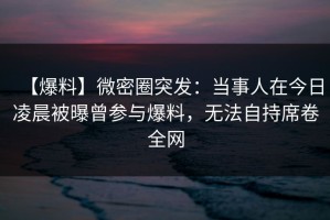【爆料】微密圈突发：当事人在今日凌晨被曝曾参与爆料，无法自持席卷全网