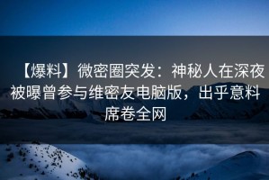 【爆料】微密圈突发：神秘人在深夜被曝曾参与维密友电脑版，出乎意料席卷全网