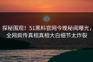 探秘围观！51黑料官网今晚秘闻曝光，全网疯传真相真相大白细节太炸裂