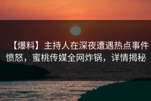 【爆料】主持人在深夜遭遇热点事件愤怒，蜜桃传媒全网炸锅，详情揭秘