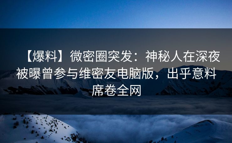 【爆料】微密圈突发：神秘人在深夜被曝曾参与维密友电脑版，出乎意料席卷全网