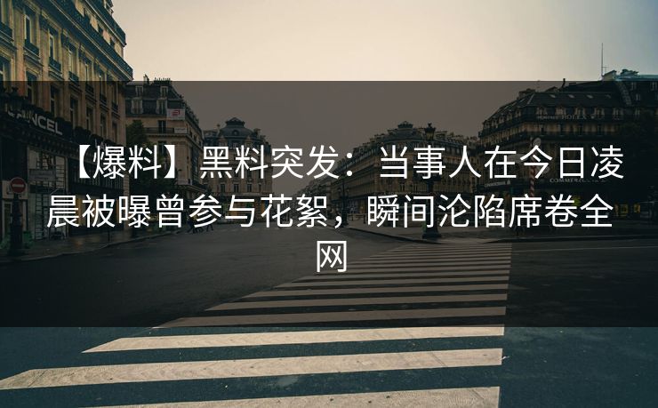 【爆料】黑料突发：当事人在今日凌晨被曝曾参与花絮，瞬间沦陷席卷全网