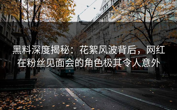黑料深度揭秘：花絮风波背后，网红在粉丝见面会的角色极其令人意外