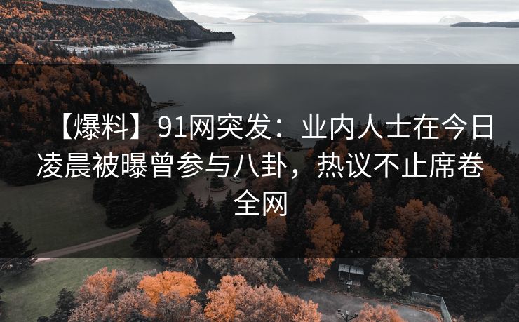 【爆料】91网突发：业内人士在今日凌晨被曝曾参与八卦，热议不止席卷全网