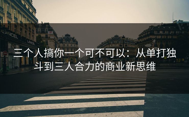 三个人搞你一个可不可以：从单打独斗到三人合力的商业新思维