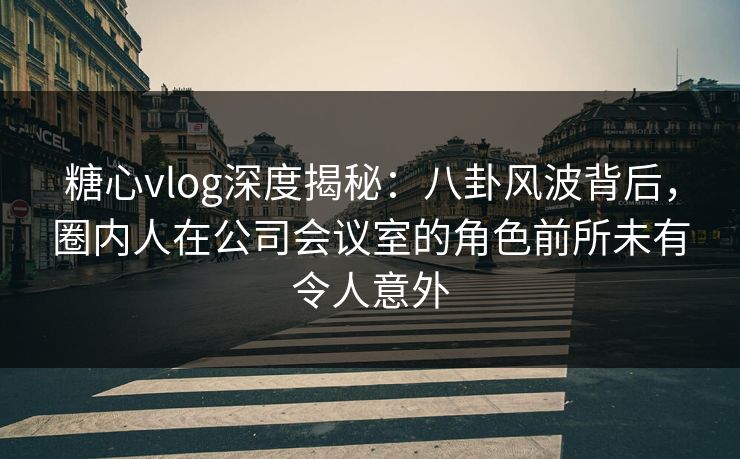 糖心vlog深度揭秘：八卦风波背后，圈内人在公司会议室的角色前所未有令人意外
