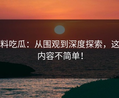 黑料吃瓜：从围观到深度探索，这条内容不简单！
