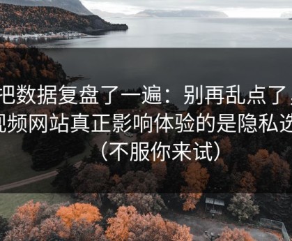 我把数据复盘了一遍：别再乱点了，51视频网站真正影响体验的是隐私选项（不服你来试）