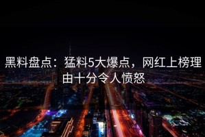 黑料盘点：猛料5大爆点，网红上榜理由十分令人愤怒