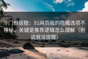 冷门但很稳：91网页版的隐藏选项不神秘，关键是推荐逻辑怎么理解（别说我没提醒）