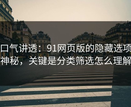 一口气讲透：91网页版的隐藏选项不神秘，关键是分类筛选怎么理解
