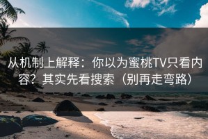 从机制上解释：你以为蜜桃TV只看内容？其实先看搜索（别再走弯路）