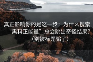 真正影响你的是这一步：为什么搜索“黑料正能量”总会跳出奇怪结果？（别被标题骗了）