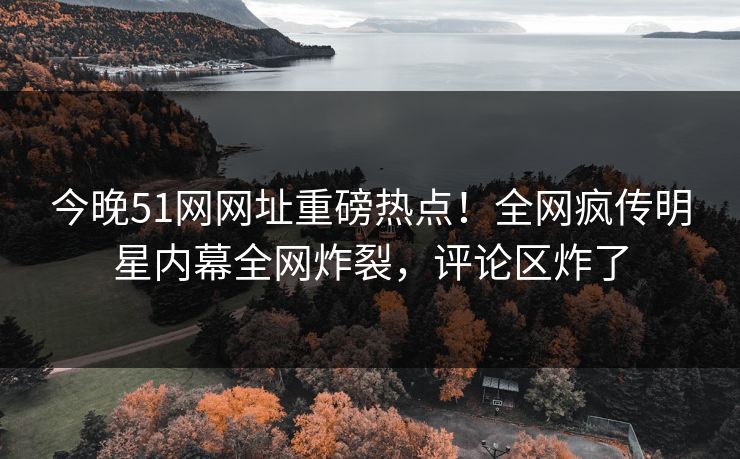 今晚51网网址重磅热点！全网疯传明星内幕全网炸裂，评论区炸了