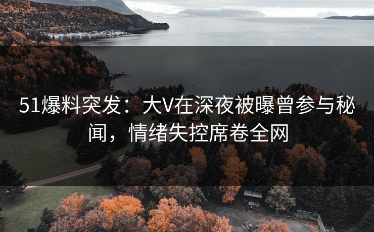 51爆料突发：大V在深夜被曝曾参与秘闻，情绪失控席卷全网
