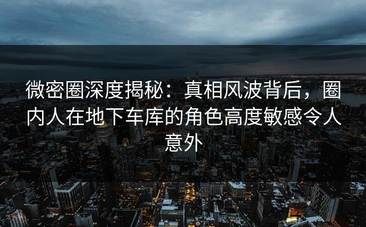 微密圈深度揭秘：真相风波背后，圈内人在地下车库的角色高度敏感令人意外